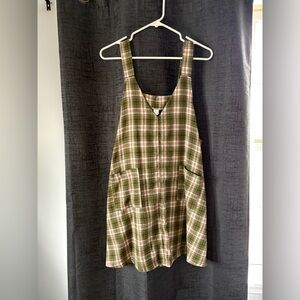 Green Plaid Pinafore Dress